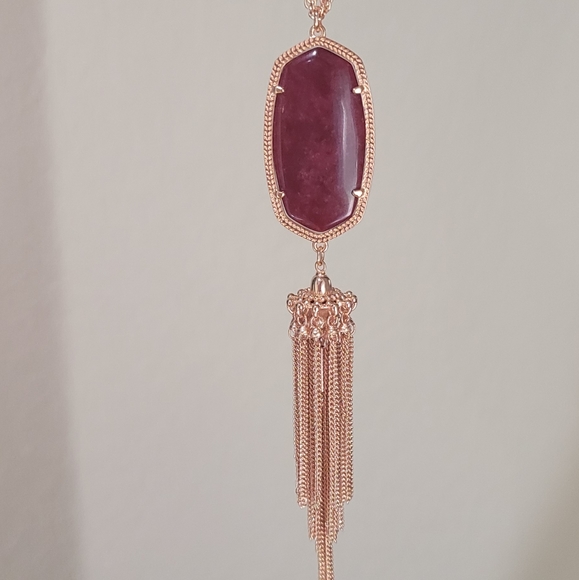 Kendra Scott Maroon Rose Gold Long Necklace Custom - Picture 3 of 13